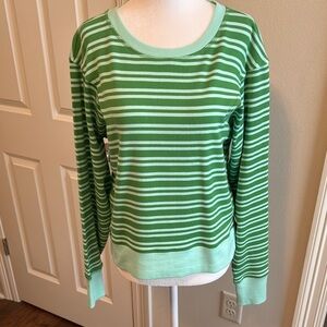 Maeve Green Striped Long Sleeve Tee